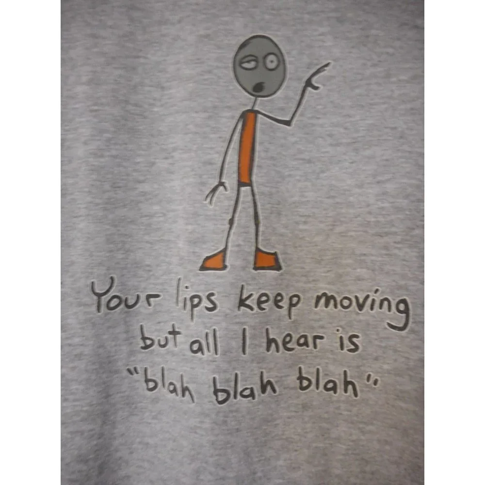 Grey Blah blah blah Tee T-Shirt Short Sleeve cotton blend Unisex Sz M graphic T - Picture 1 of 6